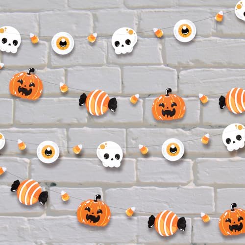 Cheerland Halloween Garlands Pumpkin Skull Banners Eyeball Candy ...