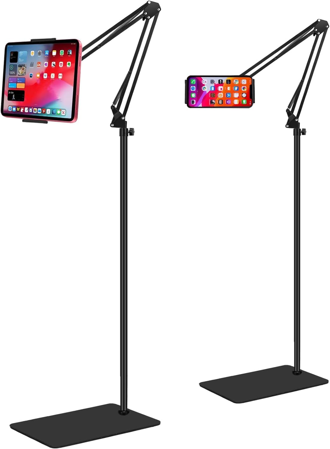 JYEFHUIA Tablet floor stand, adjustable universal 360 degree rotatable metal tablet stand, suitable for iPad/iPhoneX/iPad Pro or other 4.5-12.9 inch device phone stand (black)