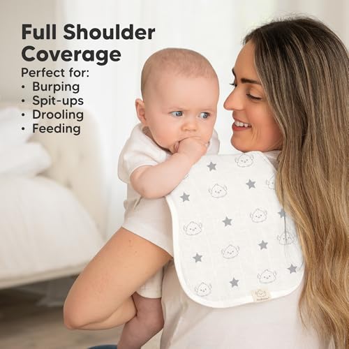 Image of 5-Pack Muslin Burp Cloths Baby Boy, Girl - Very Absorbent Baby Burp Cloth Rags, 8-Layers Viscose Derived from Bamboo Cotton Muslin Towel, Super Soft Spit Up Rags, No Shrink Washcloths (Constellation)