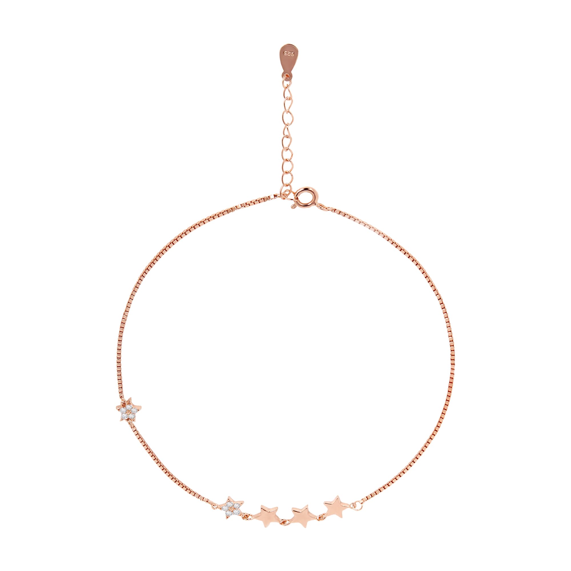ZAVYA 925 Sterling Silver Star Rose Gold Plating Cubic Zirconia Anklet (Single) | Gift for Women & Girls | With Certificate of Authenticity & 925 Hallmark (B0BT7JDGNR) Amazon Price History, Amazon Price Tracker