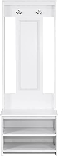 Miniatura 2 de Saint Birch SBLT8393HTWH - Árbol de pasillo ancho de madera blanco con banco y almacenamiento de zapatos