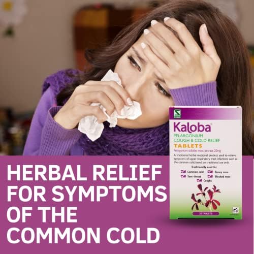 Schwabe Pharma - Kaloba Cough & Cold Relief Tablets - Pelargonium Sidoides Root Extract 20mg - Traditionally Used for Common Cold, Runny Nose, Sore throat, Blocked Nose, Coughs - 30 Tablets