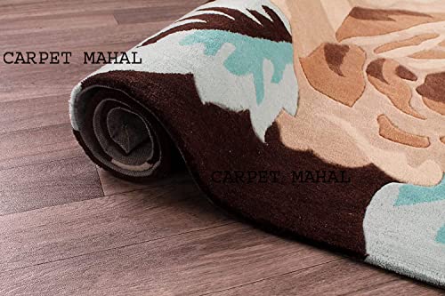 Image of Carpet Mahal Export Quality Handmade Tuffted Pure Woollen Carpet for Living Room Bedroom Size 8 x 10 feet (240X300 Cm) Color-Multi