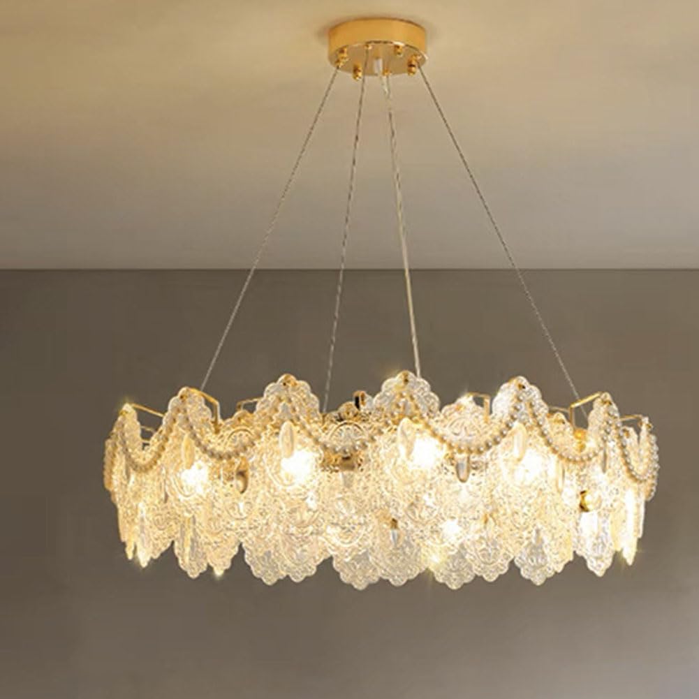 KXEcoLife E14 modern light luxury crystal chandelier, french simple european american vintage lamps, for living room dining bedroom fixtures,50cm