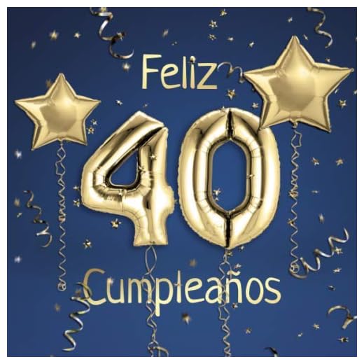 Feliz 40 Cumpleaños: El Libro de Visitas de mis 40 años para Fiesta de Cumpleaños - 21x21cm - 100 Páginas para Felicitaciones, Saludos, Fotos y ... - Tema: Globos de Oro sobre Fondo azul