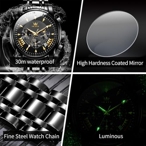 Image of OLEVS Watch for Men Original Chronograph Analog Quartz Waterproof Watch Luxury Premium Businesse Diamond Mens Dress Watches