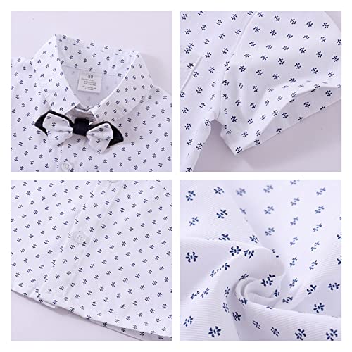 Image of Volunboy Baby Boy Formal Short Set Toddler Summer Gentleman Outfit Kid Short Sleeve Bowtie Shirt Suspender Shorts Suit