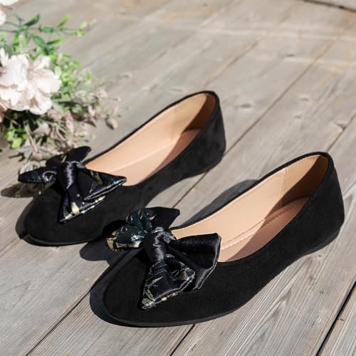 Women's Ballet Flats Comfortable Round Toe Bowknot Slip On Flat Shoes Classic Office Dress Shoes for Work Bussiness Casual Lightweight Breathable Walking Driving Ballerina Loafers4