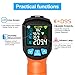 Infrared Thermometer Gun -58°F to 1472°F, Digital Temperature Gun/K-Type Probe -14°F~932°F, Humidity Sensor, IR Laser Temp Gun with Color LCD for Cooking Pizza Oven BBQ HVAC Home-Industrial (Orange)