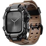 究極の頑丈なケース Apple Watch 46mm用 バンド付き Apple Watch Series 11/10に対応 ミリタリーグレード 耐衝撃衝撃吸収カバー iWatch タクティカルバンド メンズ (46mm コーヒーブラウン)