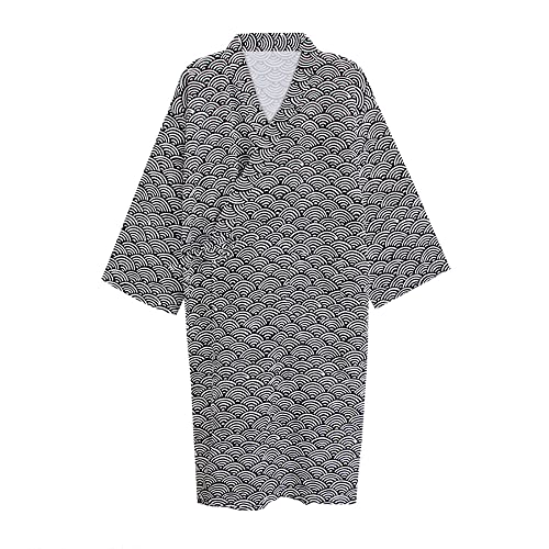 ZooBoo Japanese Kimono Nightgown Bathrobe - Cotton Spring Summer Robe Lightweight Thin Sleepwear for Men