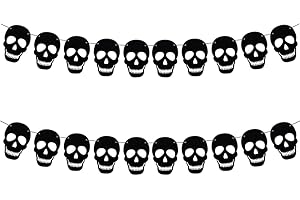 2 Pack Black Felt Skull Garland Banner