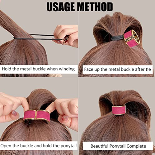 2Pcs Rhinestone Glitter Hair Ponytail Holder Cuff Gothic Punk Elastic Band Rope Sparkly Crystal Hair Ties Styling Wrap Set For Women Girls Gold & Silver #TOP4