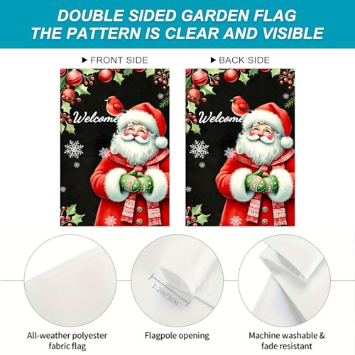 Image of BlissYard Christmas Santa Claus Garden Flag 12x18 Inch Polyester