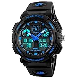 スポーツ デジタル メンズ 腕時計 防水 LED ミリタリーウォッチ アナログ クォーツ 腕時計 メンズ ボーイズ ブルー