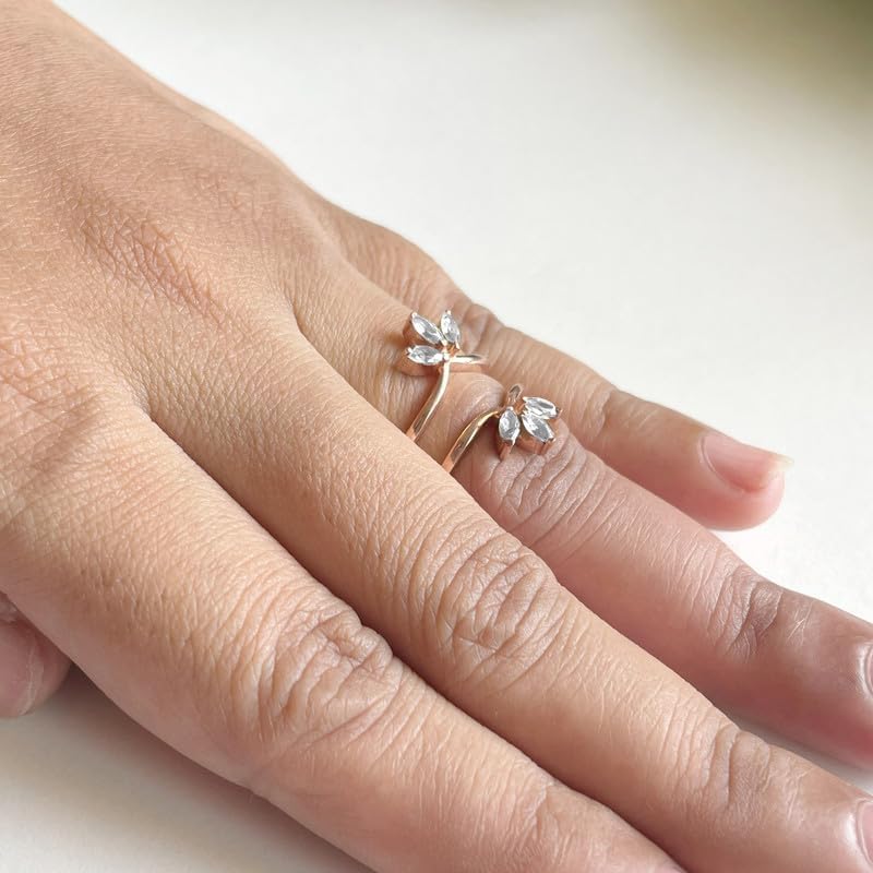 3-Stone Marquise Cut White Diamond Chevron V Shape Enhancer Guard For Women, 14K Gold Plated 925 Silver April Birthstone Diamond Chevron V Shape Enhancer Wrap Guard Matching Band