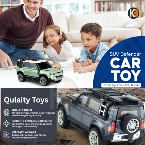Image of K D Premium Defender Rover Model Remote Control Car - 1:16 Scale Rechargeable High-Speed Off-Road RC Car with LED Lights | 4 Channel Racing Car Toy for Kids (Boys & Girls Age 3+) Green