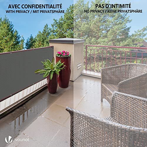 Image of VOUNOT Privacy Netting 1x10m Garden Screening 230 g /m HDPE Shading Net, 95% Shading Rate UV-resistant, Tear-Resistant Windbreak Fencing with Holes and Cable Ties, Grey