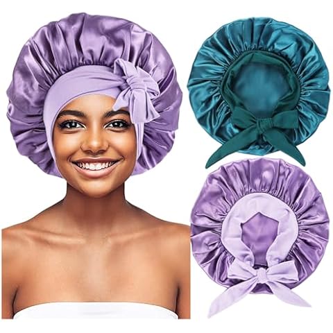 Large Satin Bonnet for Sleeping,Bonnets for Women,Hair Bonnets Shower Cap for Black Women Curly Hair,Braids Cover