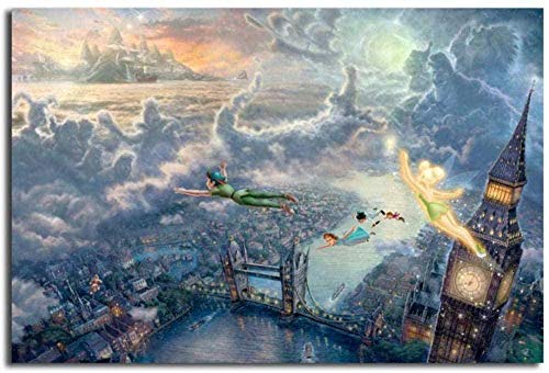 KELDOG 1000 Pezzi Jigsaw Puzzle Puzzle Puzzle in Legno Jigsaw Giocattoli intellettuali Fata e Peter Pan Fly To Neverland di Thomas Kinkade