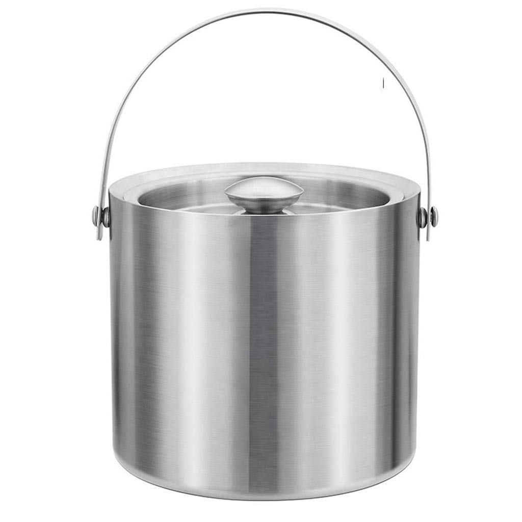 Cubitera - Cubitera, Enfriador de Botellas de Vino de Acero Inoxidable de Doble Pared con Aislamiento y Tapa, Cubitera con Piedras y Pinzas para Fiestas