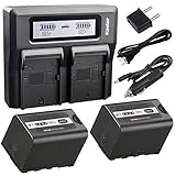 Kastar Fast Dual LCD Charger + 2X Battery for Panasonic VW-VBD58 VW-VBD29 and AG-DVX200PJ AG-3DA1 AG-AC8 AC8EJ AG-AC8PJ AG-AC30 AG-DVC30 AG-HPX171 AG-HPX255 AG-HVX201 AJ-PCS060 AJ-PX230