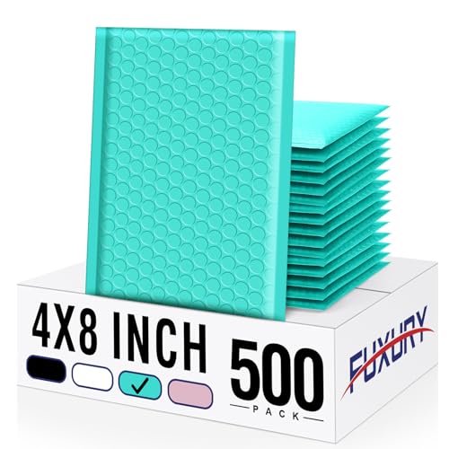 Image of Fuxury Small Bubble Mailers 4x8 Inch 500 Pack Self Seal Padded Envelopes