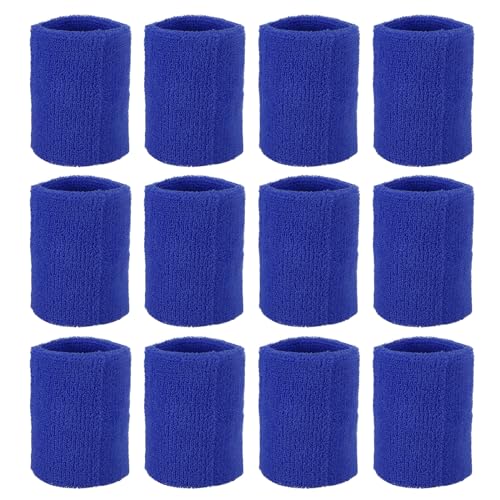 Serre-poignets de sport bleu en coton PATIKIL, lot de 12 bandeaux absorbants 8x8cm