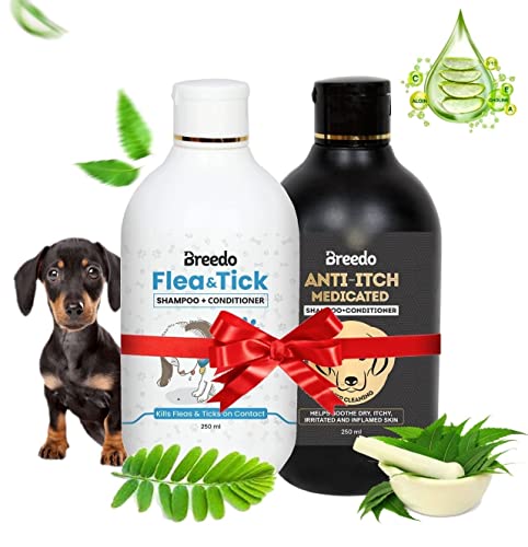 Image of Flea and Tick Dog Shampoo+Anti-Itch Dog Shampoo|Ditch to Itch 500ml | Dog Shampoo for Labrador, German Shepherd, Golden Retriever,Ticks and Fleas Remover for Dogs(Combo of 2)