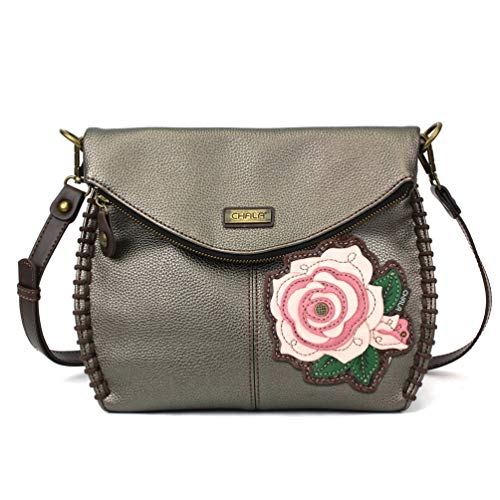 CHALA Charming Crossbody Bag Shoulder Handbag With Flap Top and Purse Charm - Pewter