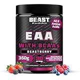Beast Pharm EAA Essential Amino Acids with All 3 BCAAs Powder - 30 Servings - Muscle Fuel and Recovery - Beastberry