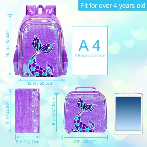 Image of 16 inch Backpack for Girls Boys 4-8, 3Pcs Kids Bookbag Set with Lunch Box, School Bag for Preschool Kindergarten