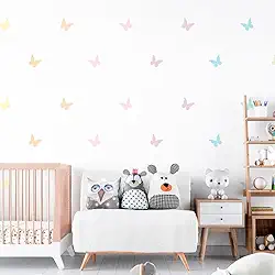 Kit Papel de Parede Decorativo Infantil Borboletas Coloridas Lavável Seguro Fácil Aplicação Ideal Decoração Quarto Bebê Menina Área Kids Criativo