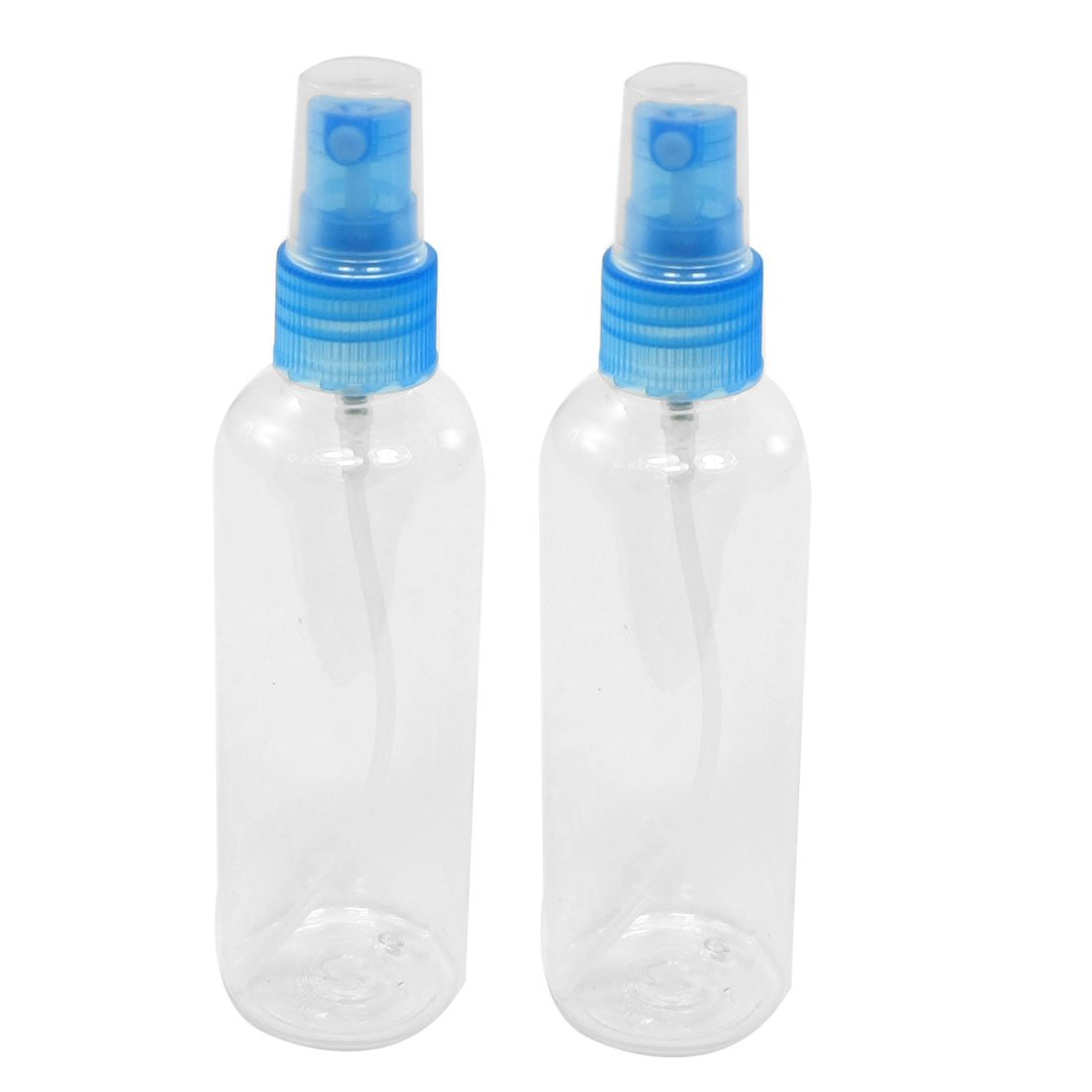 Flacon plastique transparent de 100ml avec spray atomiseur bleu