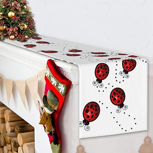 Chemin de table rustique avec motifs de coccinelles pour offrir à Noël - 5