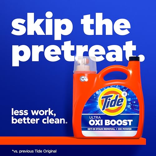 Image of Tide Ultra Oxi Boost Liquid Laundry Detergent, 148 fl oz, 105 Loads, Advanced Stain Remover with Extra Oxi Power