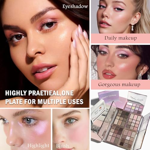 Image of SUAKE Nude Pink Eyeshadow Palette, Matte & Shimmer, High Pigmented 12 Colors Brown Purple Eye Shadow Primers for Eye Makeup, Korean Powder Palet de sombras de ojos (03# Ice Cream)
