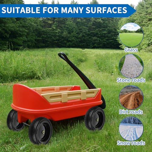 Image of 13 Inch Flat Free Wheels Tires 4.00-6 Solid Replacement with Universal 5 /8 inch Axle Bore Hole, 4 Spacers and 2 Pins, for Wheelbarrow, Garden Wagon, Hand Truck, Trolley, Lawn Mower, 1 Pack