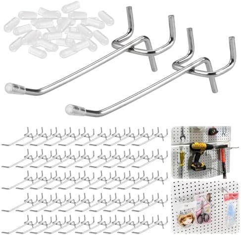 LEXININ 60 STKS 10Cm Pegboard Haken, 2.5Cm Gat Metalen Pegboard