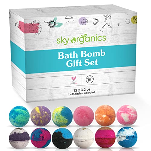 Sky Organics Bath Bomb Gift Set for Body to Soak, Nourish & Relax, 12 ct.