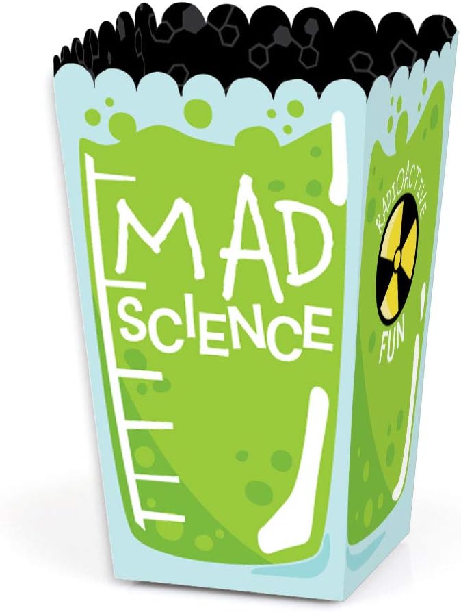 Scientist Lab - Mad Science Baby Shower or Birthday Party Favor Popcorn Treat Boxes - Set of 12