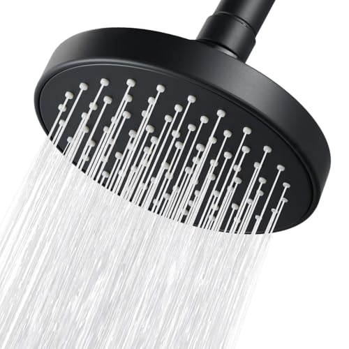 Nuodan High Pressure Shower Head - 4.7“ Powerful Bathroom Pressure Boosting Rain Showerhead - Perfect Universal Replacement for Rainfall Shower Heads (Black)