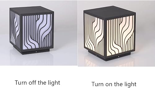 Miniatura 4 de AMEERR Lámpara de poste cuadrada para patio, con personalidad, lámpara de pedestal de fundición a presión, moderna y sencilla, lámpara decorativa de