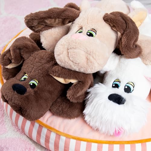 Basic Fun Pound Welpen Weighted Snuggles Plüsch – Dunkelbraun mit Langen Ohren – Weiches gewichtetes Plüsch-Komfortspielzeug mit klassischem Design – Für Alter 3+