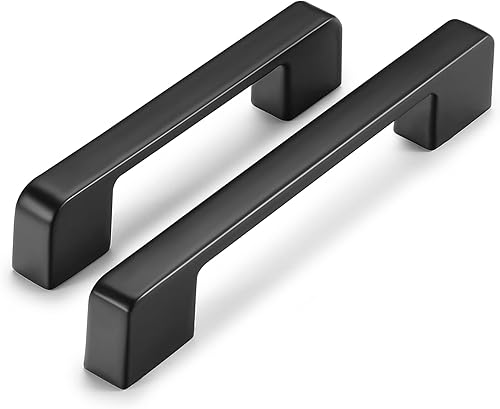 Paquete de 10 manijas de gabinete con orificios centrales de 3-34 pulgadas, tiradores de cajón, tiradores de gabinete negros, manijas de aleación de