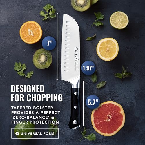 Image of Cutluxe Santoku Knife, 7 inch Meat & Vegetable Chopping Knife - Sheath Included