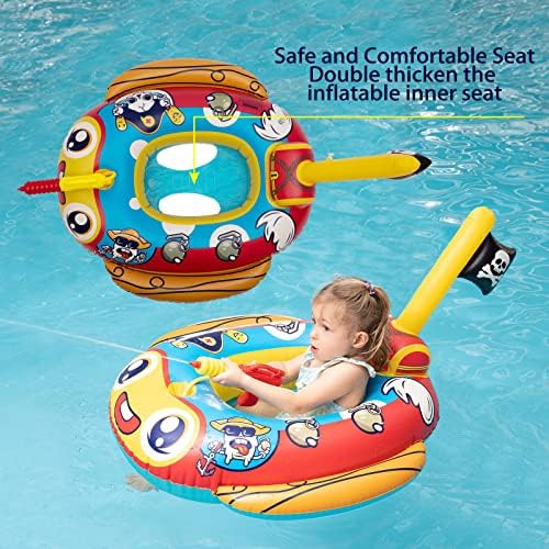 YIHELU Inflatable Pool Floats for Kids, Baby Float Inflatable Pirate Boat with Water Gun, Summer Water Swimming Float Inflatable Pool Toy for child, Inflatable Boat Kids of Age 2-8 Year