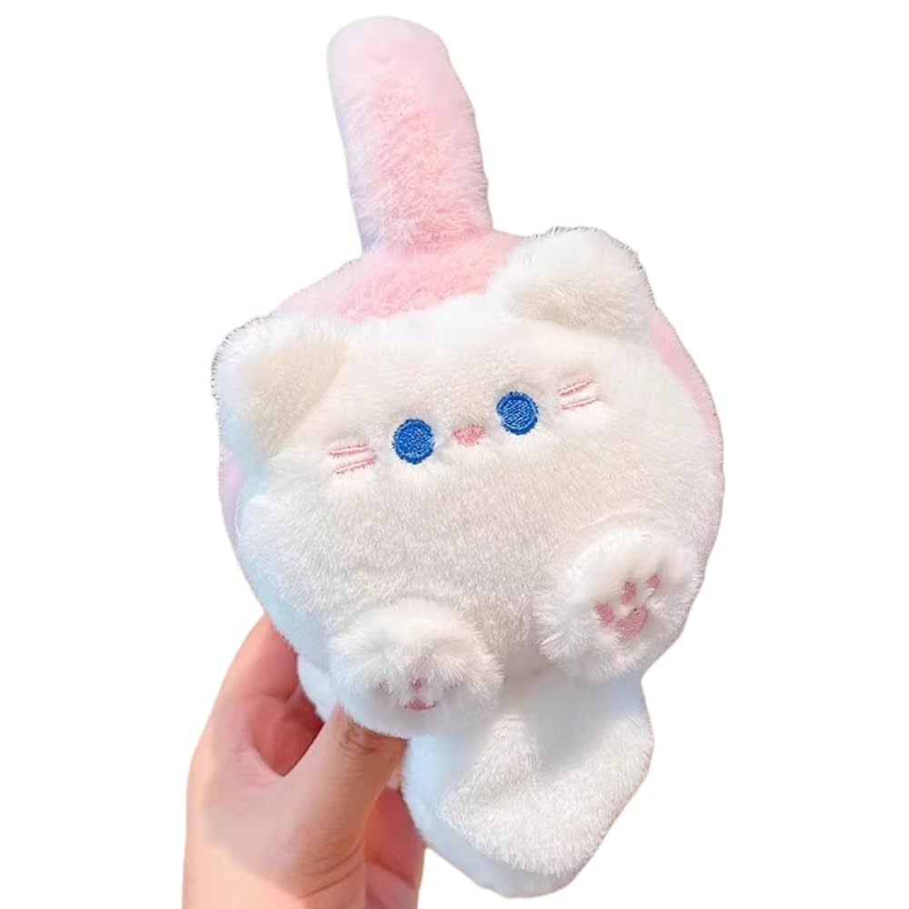 OMEIU Store Kids Boy Girl Earmuffs Winter Fleece Thermal Outdoor Warm Plush Ear Warmer (3D White Cat)