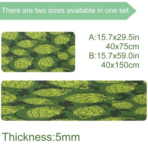 2 tapetes de cocina verdes con conos de lúpulo VAPOKF lavables 4