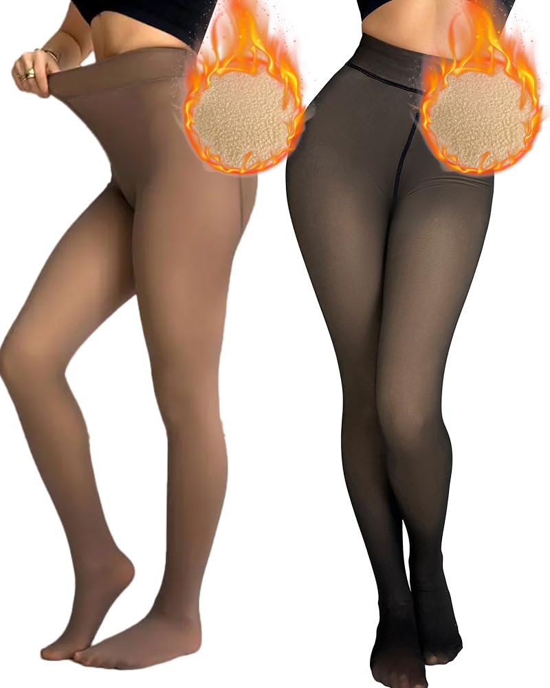 CHICME Paquete de 2 leggings mágicos con forro polar 2025, medias térmicas de cintura alta